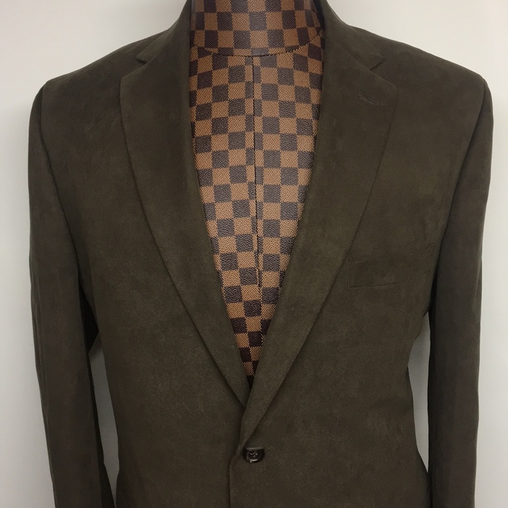 Tasso Elba Brown Pattern Two-Button Sportcoat 42l - image 2